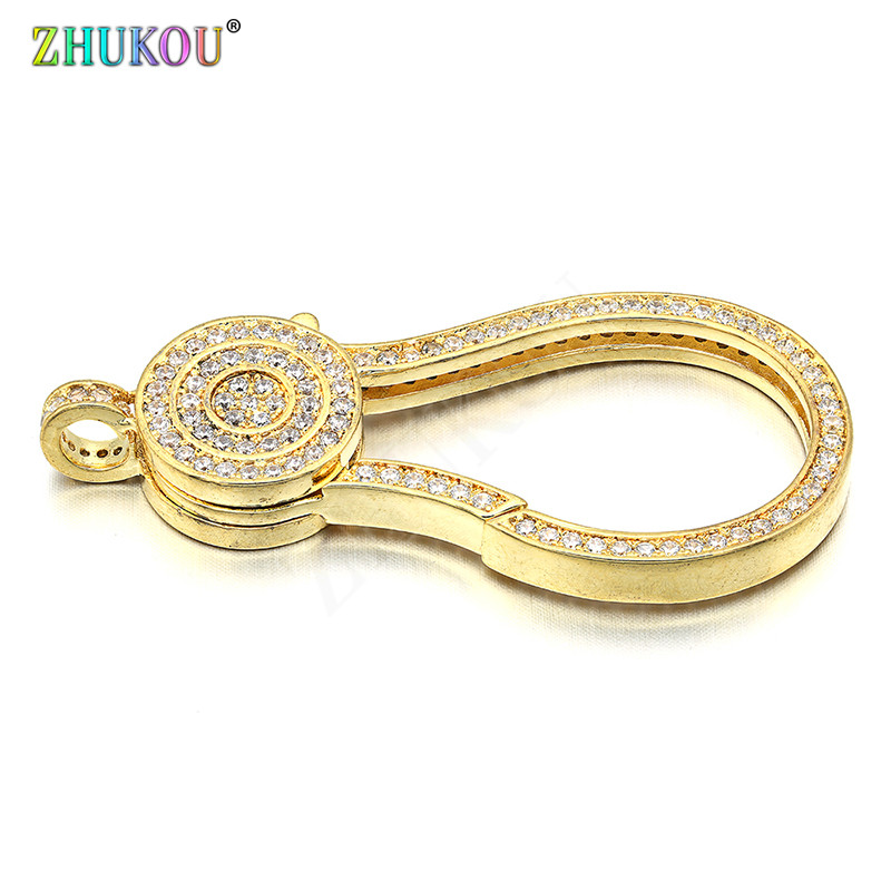 24 * 50 mm-es sárgaréz cirkónium homár kapcsok horgok barkács ékszerleletekhez, vegyes színben, lyuk: 3,5 mm, modell: VK62