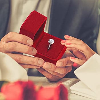 Κόκκινο βελούδινο κιβώτιο δαχτυλιδιών 6 τεμ. Βιτρίνα κοσμημάτων Θήκη δώρου Κουτιά καρδιάς Ρομαντικός διοργανωτής γάμου Θήκη για δαχτυλίδι αρραβώνων Χονδρική