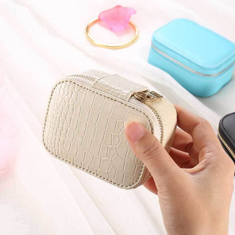 Δερμάτινο κοσμηματοπωλείο Lady PU Δερμάτινο κοσμηματοπωλείο Δαχτυλίδι Κιβώτιο αποθήκευσης Βιτρίνα φορητής οργάνωσης κοσμημάτων για κολιέ