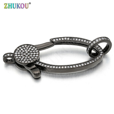 18*44mm misiņa kubiskā cirkonija aizdares āķi DIY rotaslietu atradumu piederumiem, jaukta krāsa, caurums: 3 mm, modelis: VK65