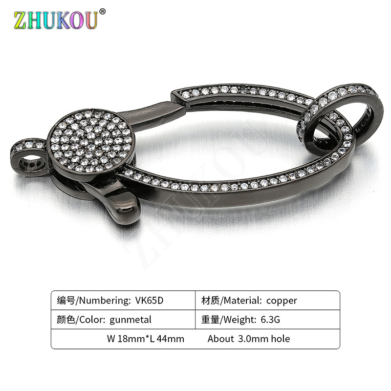 18*44 mm mesingane kubične cirkonske kopče, kukice za DIY pribor za nakit, mješovite boje, rupa: 3 mm, model: VK65