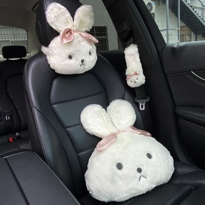 Karikatūra automašīnas galvas balsts kakla spilveni plīša sēdekļa atzveltnes jostasvietas balsta spilvens plecu pārvalks drošības jostai universāli automašīnas aksesuāri