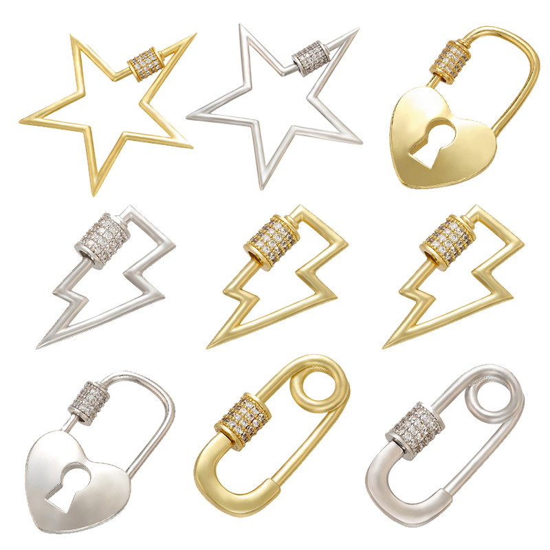 ZHUKOU 2020 CZ Crystal ÚJ villámcsillag Lock DIY Ékszerakasztók barkács kézzel készített nyaklánchoz Ékszer kiegészítők összetevői