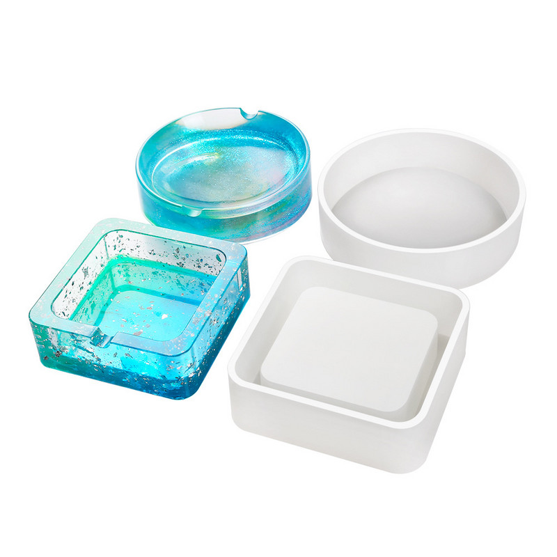 Mucegai din silicon pentru scrumieră, matriță pătrată pentru inimă, pentru bricolaj, rășină UV, cristal epoxidic, artizanat, scrumieră de cristal, decorarea casei