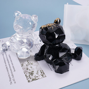 Καλούπι DIY Bear Resin Τρισδιάστατο γεωμετρικό κρύσταλλο αρκουδάκι εποξειδικό καλούπι διακόσμηση κινουμένων σχεδίων Μικρή φόρμα σιλικόνης Rilakkuma