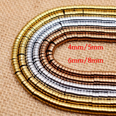 4/5/6/8mm fekete hematit kő gyöngyök kézzel készített ékszer készítés távtartó gyöngyök lapos laza távtartó gyöngyök ékszerkészítéshez barkács lyuk1mm