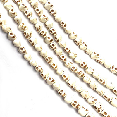 Koponya alakú természetes kő gyöngyök fehér türkiz karkötő nyaklánc ékszer barkács ékszerekhez Születésnapi ajándékok Méret 6x8mm/8x10mm