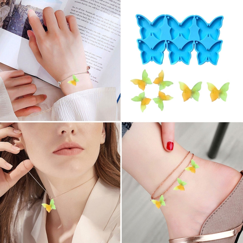 Mucegai din rășină pentru cercei de fluture, turnare pentru bijuterii, mucegai pentru breloc din silicon, mucegai artizanat pentru femei