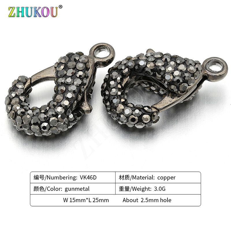 15*25 mm mjedeni kubni cirkonij Gunmetal Lobster kopče Kuke Diy Nalazi za nakit Pribor, rupa: 2,5 mm, model: VK46