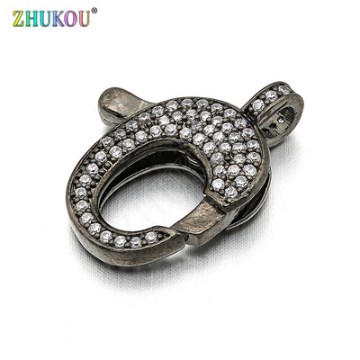 17 * 22 mm misiņa kubiskā cirkonija omāra aizdares āķi rotaslietu piederumiem, jaukta krāsa, caurums: 3 mm, modelis: VK49