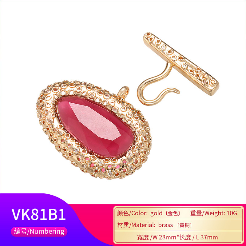 ZHUKOU 28x37 mm mesingane kukice s kristalnom kopčom za žene DIY ručno rađena ogrlica, pribor za nakit pravljenje nalaza model: VK81