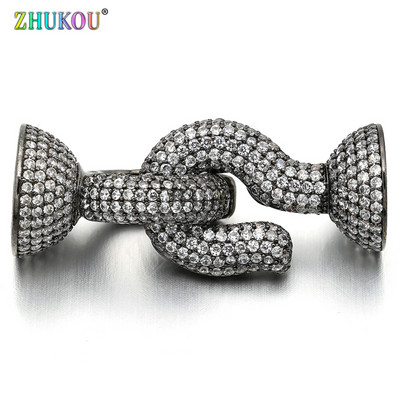 17 * 40 mm misiņa kubiskā cirkonija aizdares āķi DIY rotaslietu atradumu piederumiem, jaukta krāsa, modelis: VK70