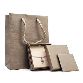 Επώνυμα κουτί κοσμημάτων Golden PU δερμάτινο κολιέ υψηλής ποιότητας συσκευασία βραχιόλι σκουλαρίκια κουτί με πιστοποιητικό τσάντας αγορών