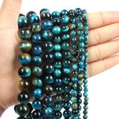 Mornarsko plavo tigrovo oko Okrugle labave perle od prirodnog kamena za izradu nakita Pronalaženje Diy šarm narukvice ogrlice Vrpca 6/8/10/12 MM