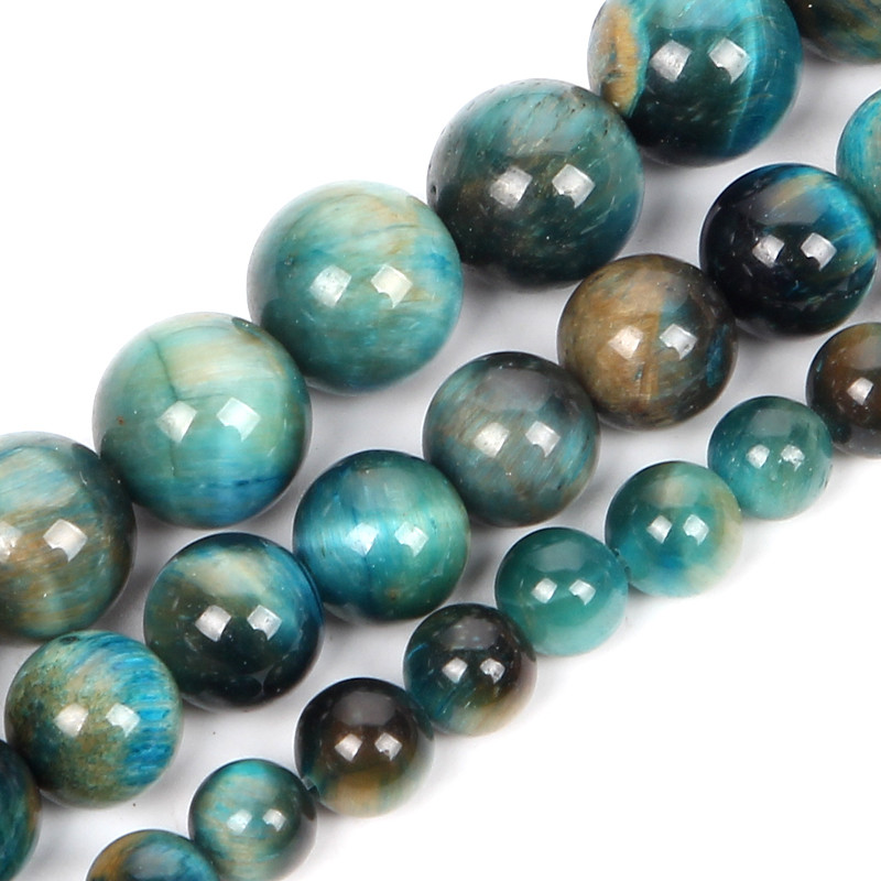 Mornarsko plavo tigrovo oko Okrugle labave perle od prirodnog kamena za izradu nakita Pronalaženje Diy šarm narukvice ogrlice Vrpca 6/8/10/12 MM