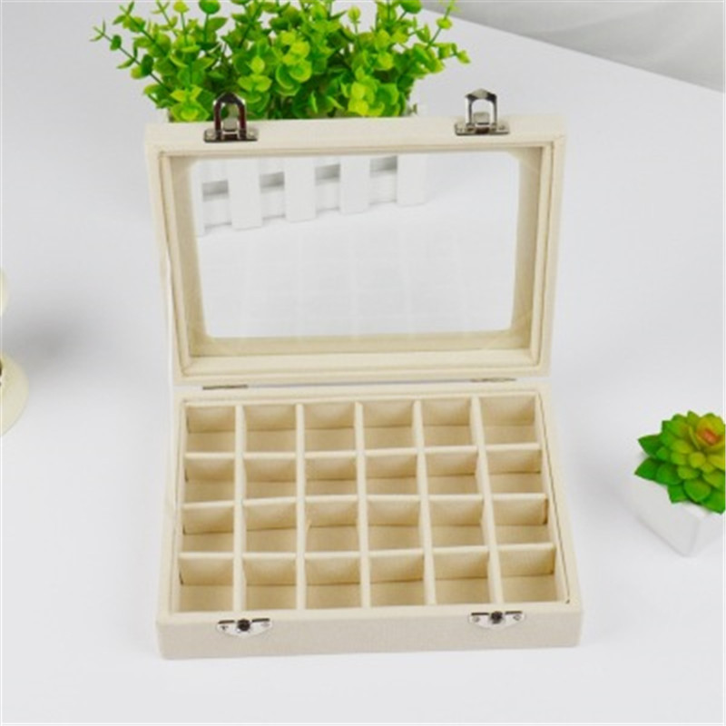Aksominio stiklo papuošalų vitrinos dėžutė 20 * 15 * 4,5 cm papuošalų dėklo laikiklis karstų laikymo organizatorius auskarų žiedų dėžutė smėlio spalvos