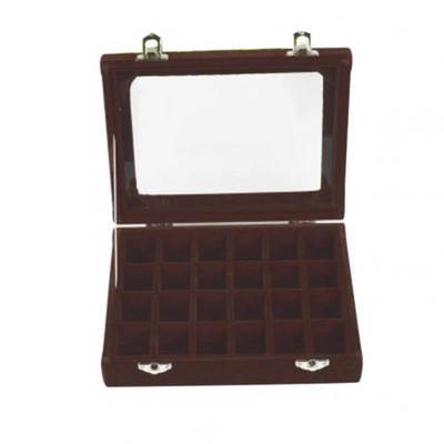 20x15x4,5 cm-es karikagyűrű doboz 24 réses fából készült átlátszó fedél csat fülcsavar/fülbevaló tárolódoboz nyaklánc vitrin doboz ékszer