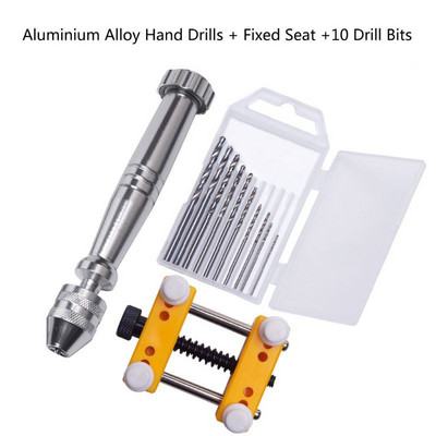 Τρυπάνι χειρός 12 τμχ Εργαλεία κοσμημάτων Κιτ καρφίτσας μέγγενη για καλούπια χύτευσης ρητίνης Ατσάλινο τρυπάνι με τρυπάνια 10 τμχ και σταθερή βάση