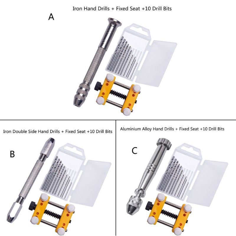 Τρυπάνι χειρός 12 τμχ Εργαλεία κοσμημάτων Κιτ καρφίτσας μέγγενη για καλούπια χύτευσης ρητίνης Ατσάλινο τρυπάνι με τρυπάνια 10 τμχ και σταθερή βάση