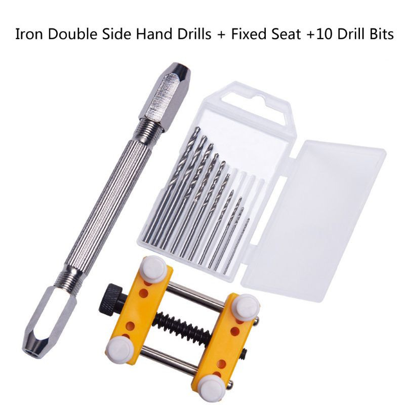 Τρυπάνι χειρός 12 τμχ Εργαλεία κοσμημάτων Κιτ καρφίτσας μέγγενη για καλούπια χύτευσης ρητίνης Ατσάλινο τρυπάνι με τρυπάνια 10 τμχ και σταθερή βάση