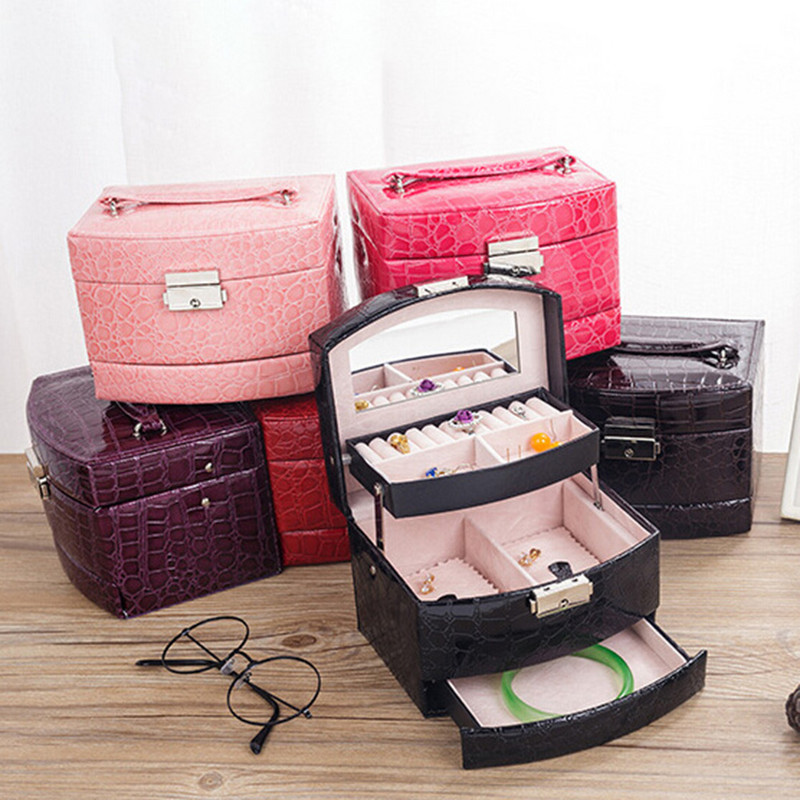 Novi organizator nakita Izložba Putna kutija za nakit Kutije Prijenosna kutija za nakit Zatvarač Kožna pohrana Joyeros Organizador De Joyas