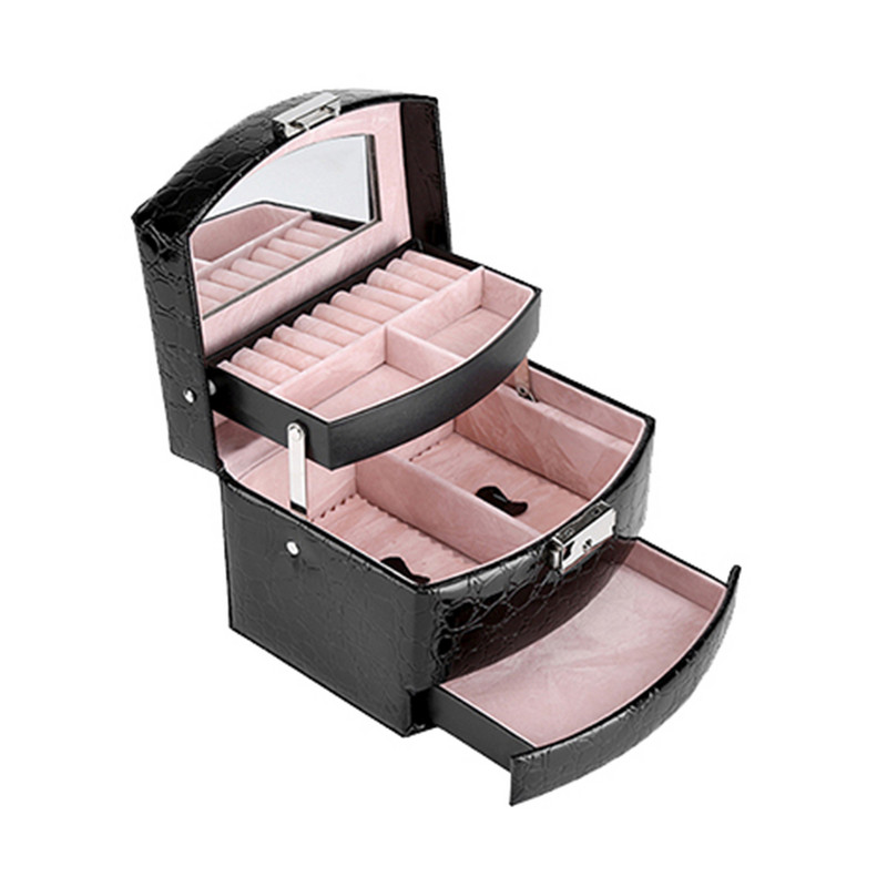 Novi organizator nakita Izložba Putna kutija za nakit Kutije Prijenosna kutija za nakit Zatvarač Kožna pohrana Joyeros Organizador De Joyas