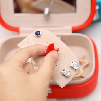 15X10X5cm Φορητό κοσμηματοπωλείο Κουτί δώρου Κορέα Θήκη ταξιδιού με κουτί αποθήκευσης καθρέφτη για δαχτυλίδι σκουλαρίκι Κολιέ Organizer κοσμημάτων