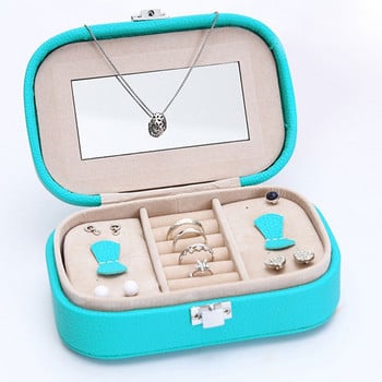 15X10X5cm Φορητό κοσμηματοπωλείο Κουτί δώρου Κορέα Θήκη ταξιδιού με κουτί αποθήκευσης καθρέφτη για δαχτυλίδι σκουλαρίκι Κολιέ Organizer κοσμημάτων