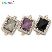 10 * 17 mm kiváló minőségű sárgaréz cirkónia téglalap alakú Charms csatlakozók barkács ékszer leletek készítése, furat: 1,0 mm Modell: VS296