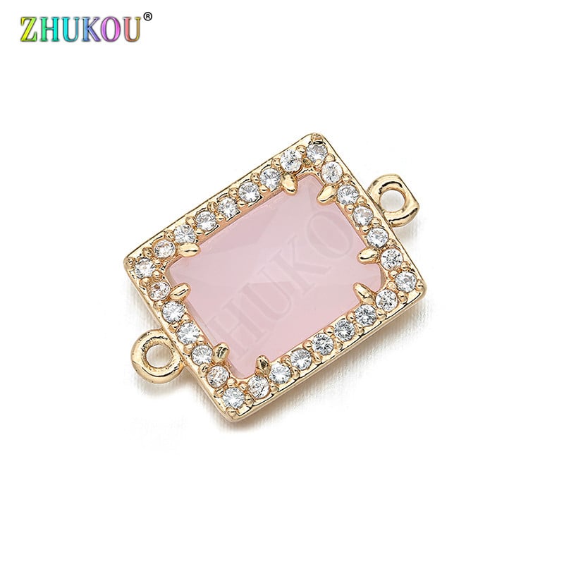 10 * 17 mm kiváló minőségű sárgaréz cirkónia téglalap alakú Charms csatlakozók barkács ékszer leletek készítése, furat: 1,0 mm Modell: VS296