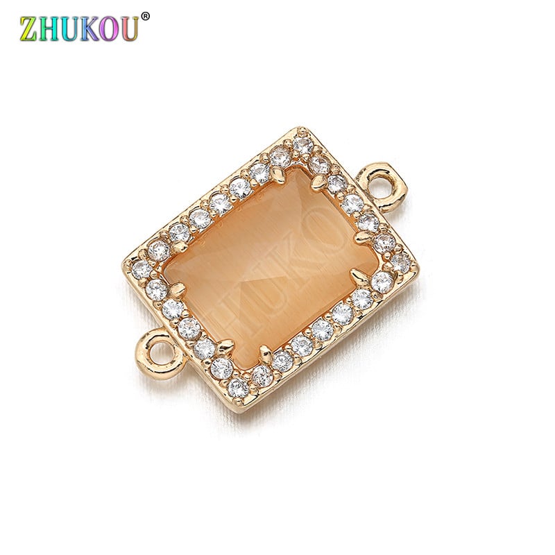 10 * 17 mm kiváló minőségű sárgaréz cirkónia téglalap alakú Charms csatlakozók barkács ékszer leletek készítése, furat: 1,0 mm Modell: VS296