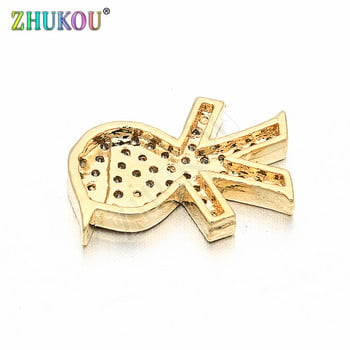 10*14 χιλιοστά Δημοφιλές χρυσό χρώμα Copper Zircon Boy Charms Connectors DIY Κοσμήματα Βραχιόλι κολιέ κατασκευή, Μοντέλο: VS26