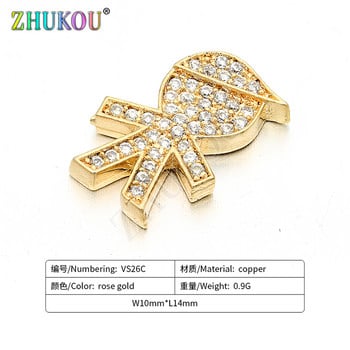 10*14 χιλιοστά Δημοφιλές χρυσό χρώμα Copper Zircon Boy Charms Connectors DIY Κοσμήματα Βραχιόλι κολιέ κατασκευή, Μοντέλο: VS26