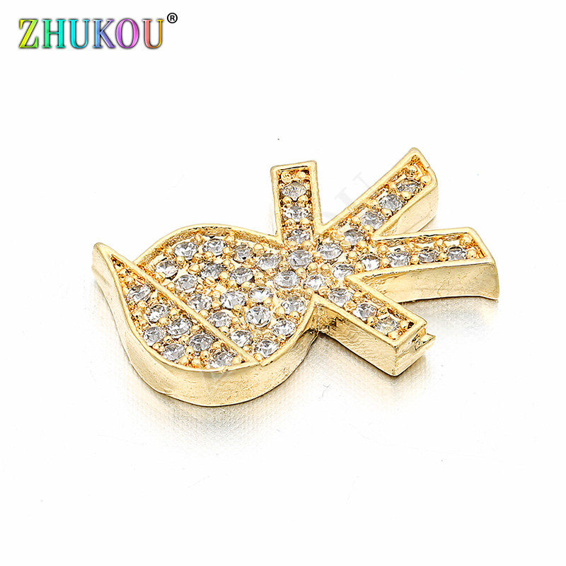 10*14mm-es népszerű arany színű réz cirkon Boy Charms csatlakozók barkács ékszer karkötő nyaklánc készítés, modell: VS26