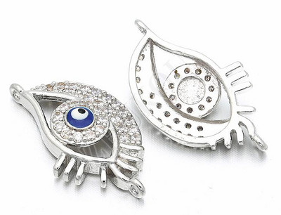13*22mm ορειχάλκινο κυβικό ζιρκονία Evil Eyes Connectors για DIY ευρήματα κοσμημάτων κολιέ & βραχιολιών, τρύπα: 1mm, μοντέλο: VS25