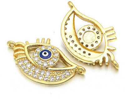 13*22mm ορειχάλκινο κυβικό ζιρκονία Evil Eyes Connectors για DIY ευρήματα κοσμημάτων κολιέ & βραχιολιών, τρύπα: 1mm, μοντέλο: VS25