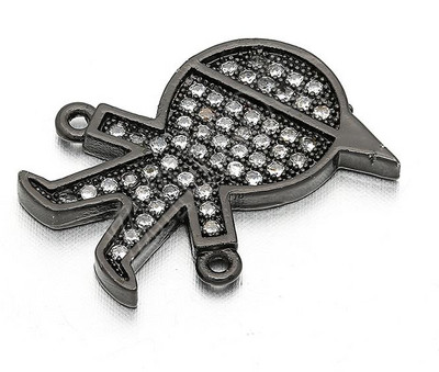 15*19 χιλιοστά Χειροποίητα ορειχάλκινα κυβικά ζιρκόνια Boys Shaped Connectors Diy Jewelry Findings, Τρύπα: 0,8 χιλιοστά, Μοντέλο: VS29