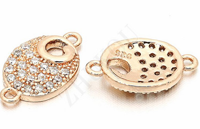 8 * 13 mm-es kiváló minőségű sárgaréz cirkónia ovális alakú varázslatok csatlakozók barkács ékszer leletek, lyuk: 0,5 mm, modell: VS1