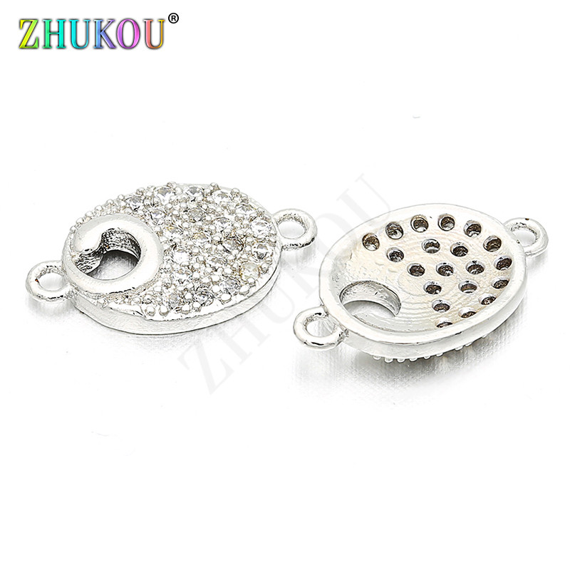 8 * 13 mm-es kiváló minőségű sárgaréz cirkónia ovális alakú varázslatok csatlakozók barkács ékszer leletek, lyuk: 0,5 mm, modell: VS1