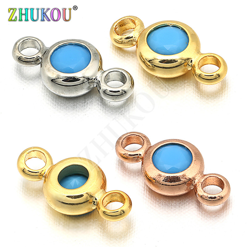 4 χιλιοστά ορειχάλκινο κυβικό ζιρκονία στρογγυλά γούρια ευρήματα Diy κοσμήματα, μικτό χρώμα, τρύπα: 1,5 χιλιοστά, μοντέλο: VS231