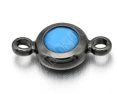 6 mm-es sárgaréz cirkónia kerek csatlakozók barkács ékszerleletekhez, vegyes szín, lyuk: 1,5 mm, modell: VS233