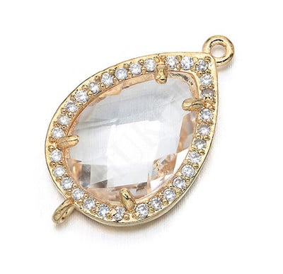 14 * 23 mm-es kiváló minőségű sárgaréz cirkónia téglalap alakú Charms Csatlakozók barkács ékszer leletek készítése, Lyuk: 1,0 mm Modell: VS297