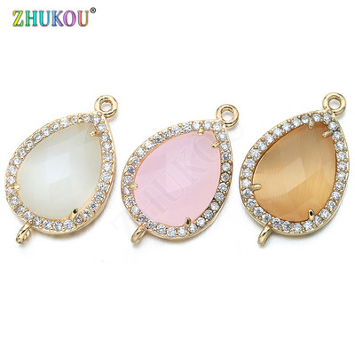 14 * 23 mm-es kiváló minőségű sárgaréz cirkónia téglalap alakú Charms Csatlakozók barkács ékszer leletek készítése, Lyuk: 1,0 mm Modell: VS297