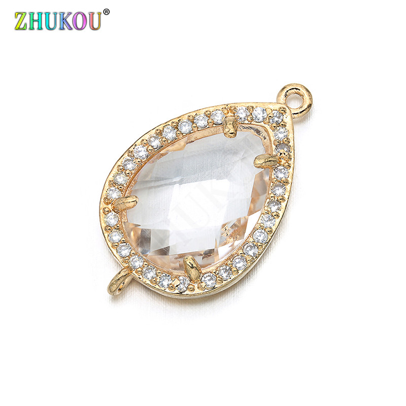 14 * 23 mm-es kiváló minőségű sárgaréz cirkónia téglalap alakú Charms Csatlakozók barkács ékszer leletek készítése, Lyuk: 1,0 mm Modell: VS297
