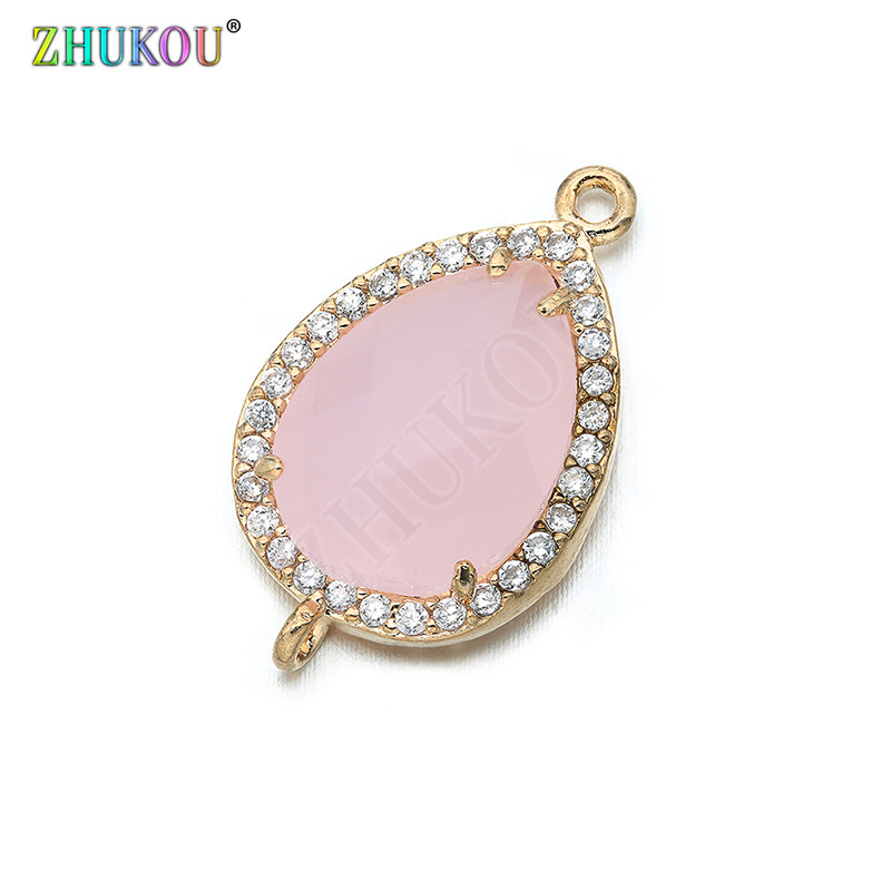 14 * 23 mm-es kiváló minőségű sárgaréz cirkónia téglalap alakú Charms Csatlakozók barkács ékszer leletek készítése, Lyuk: 1,0 mm Modell: VS297