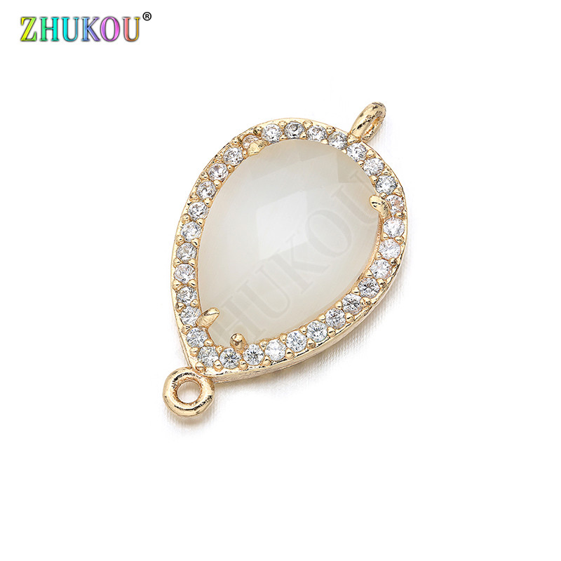 14 * 23 mm-es kiváló minőségű sárgaréz cirkónia téglalap alakú Charms Csatlakozók barkács ékszer leletek készítése, Lyuk: 1,0 mm Modell: VS297
