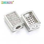 8*11 мм месингов кубичен цирконий CZ правоъгълни талисмани Конектори Направи си сам Аксесоари за бижута, отвор: 2,3 мм, модел: VS123
