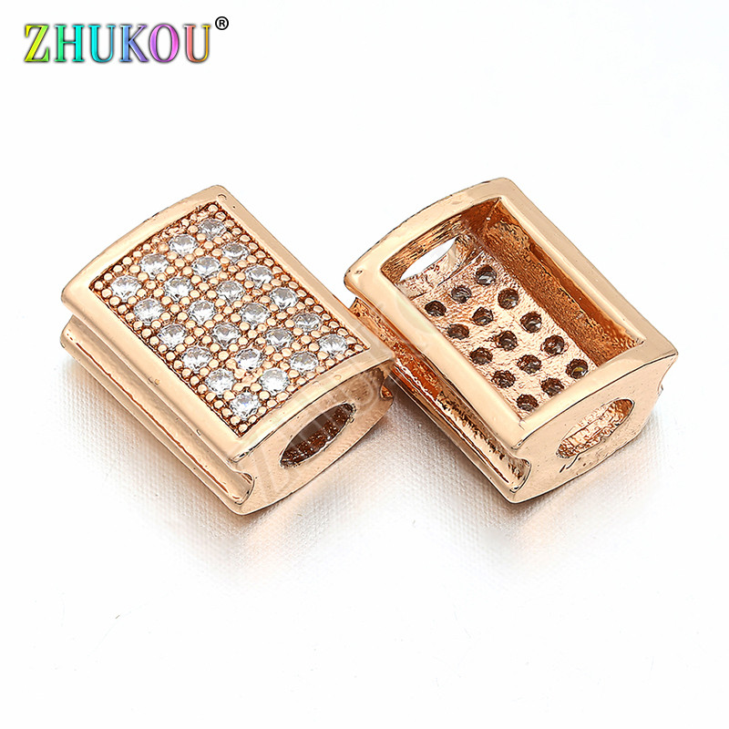 8*11 мм месингов кубичен цирконий CZ правоъгълни талисмани Конектори Направи си сам Аксесоари за бижута, отвор: 2,3 мм, модел: VS123