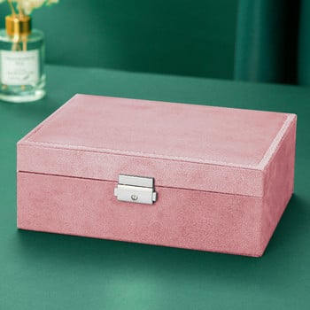 QM Πράσινη Ροζ Φανέλα 2 στρώσεων Θήκη μεγάλης χωρητικότητας Κοσμήματα Organizer Κουτί Κολιέ Σκουλαρίκια Δαχτυλίδια Βιτρίνα Βιτρίνα Κοσμήματα Κουτί Γυναικεία