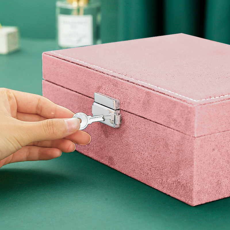 QM Πράσινη Ροζ Φανέλα 2 στρώσεων Θήκη μεγάλης χωρητικότητας Κοσμήματα Organizer Κουτί Κολιέ Σκουλαρίκια Δαχτυλίδια Βιτρίνα Βιτρίνα Κοσμήματα Κουτί Γυναικεία